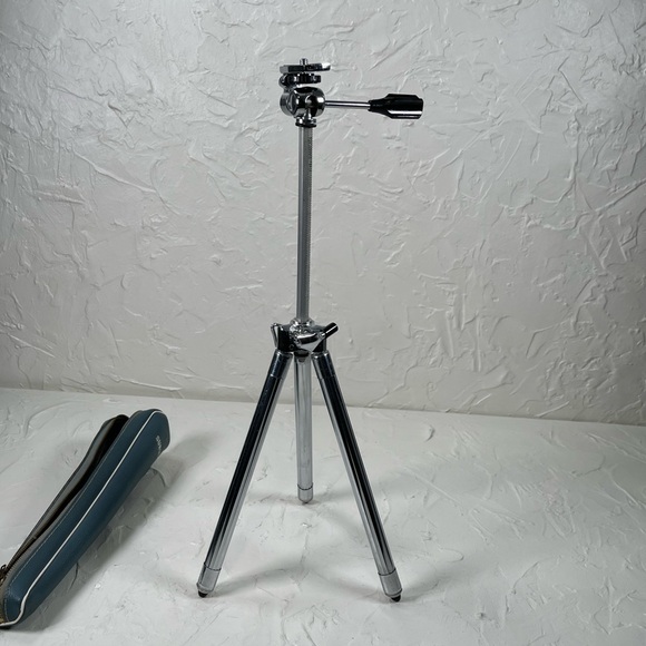 Vintage SUNSET tabletop Telescoping Chrome Tripod 10.5"-42.5" w/Case - Picture 13 of 16